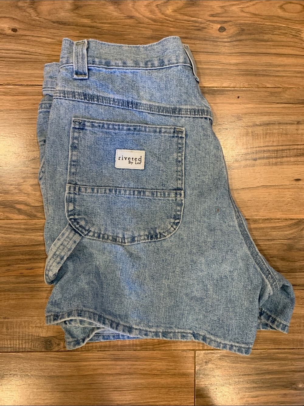 Women's Vintage Riveted By Lee Light Wash Cargo Denim Jean Shorts Size 11/29